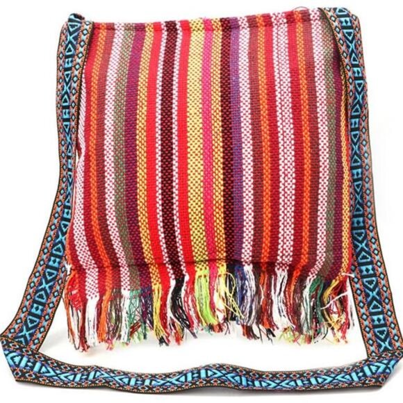 Vintage Ethnic Tribal Embroidered Tassel Sling Crossbody Boho Hippie ShoulderBag - Picture 4 of 6